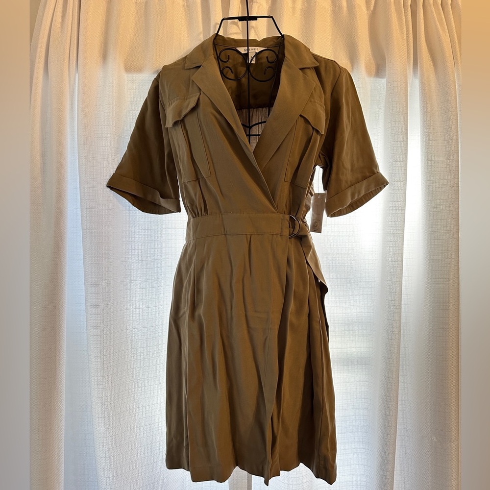 NWT Nine West Khaki Belted Midi Dress - Size S